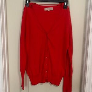 Philosophy Red V-neck Button Up Preppy Business Casual Cardigan Size M